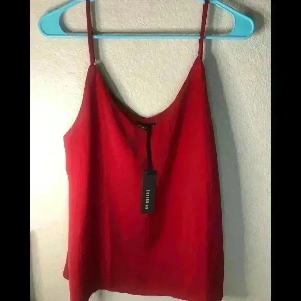 Cotton On cami red tank w/ adjustable straps sz M NWT